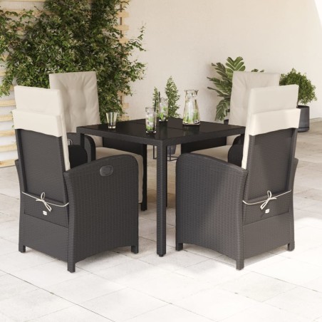 vidaXL Set de muebles jardín 5 pzas con cojines ratán sintético negro