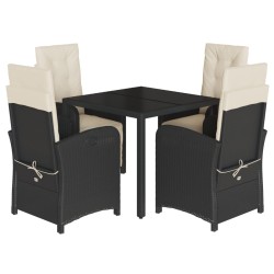 vidaXL Set de muebles jardín 5 pzas con cojines ratán sintético negro