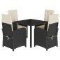 vidaXL Set de muebles jardín 5 pzas con cojines ratán sintético negro vidaXL Set de muebles jardín 5 pzas con cojines ratán sintético negro