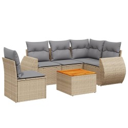 vidaXL Juego de sofás jardín con cojines 6 pzas ratán sintético beige