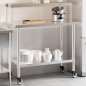 vidaXL Mesa de trabajo para cocina con estante acero inox 110x55x120cm vidaXL Mesa de trabajo para cocina con estante acero inox 110x55x120cm