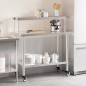 vidaXL Mesa de trabajo para cocina con estante acero inox 110x55x120cm vidaXL Mesa de trabajo para cocina con estante acero inox 110x55x120cm