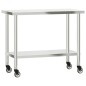 vidaXL Mesa de trabajo para cocina con estante acero inox 110x55x120cm vidaXL Mesa de trabajo para cocina con estante acero inox 110x55x120cm