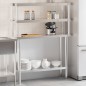 vidaXL Mesa de trabajo para cocina con estante acero inox 110x30x150cm vidaXL Mesa de trabajo para cocina con estante acero inox 110x30x150cm