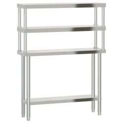 vidaXL Mesa de trabajo para cocina con estante acero inox 110x30x150cm