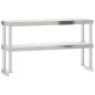 vidaXL Mesa de trabajo para cocina con estante acero inox 110x30x150cm vidaXL Mesa de trabajo para cocina con estante acero inox 110x30x150cm