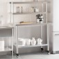 vidaXL Mesa de trabajo para cocina con estante acero inox 110x55x150cm vidaXL Mesa de trabajo para cocina con estante acero inox 110x55x150cm