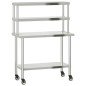 vidaXL Mesa de trabajo para cocina con estante acero inox 110x55x150cm vidaXL Mesa de trabajo para cocina con estante acero inox 110x55x150cm