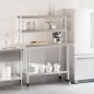 vidaXL Mesa de trabajo para cocina con estante acero inox 110x55x150cm vidaXL Mesa de trabajo para cocina con estante acero inox 110x55x150cm