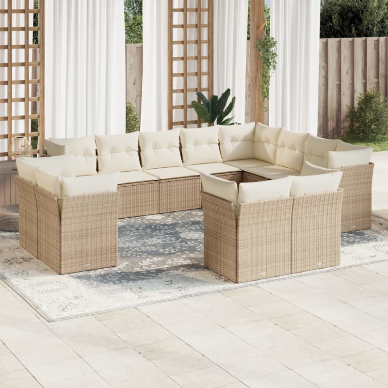 vidaXL Set de sofás de jardín 12 pzas y cojines ratán sintético marrón vidaXL Set de sofás de jardín 12 pzas y cojines ratán sintético marrón