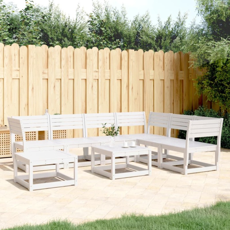 vidaXL Juego de muebles de jardín 7 pzas madera maciza de pino blanco vidaXL Juego de muebles de jardín 7 pzas madera maciza de pino blanco