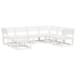 vidaXL Juego de muebles de jardín 7 pzas madera maciza de pino blanco