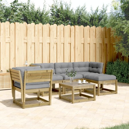 vidaXL Juego de muebles jardín 5 pzas y cojines madera pino impregnada