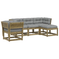 vidaXL Juego de muebles jardín 5 pzas y cojines madera pino impregnada
