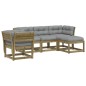vidaXL Juego de muebles jardín 5 pzas y cojines madera pino impregnada