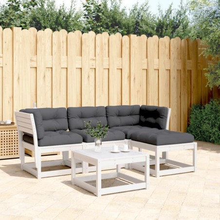 vidaXL Set muebles jardín 4 pzas con cojines madera maciza pino blanco