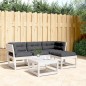 vidaXL Set muebles jardín 4 pzas con cojines madera maciza pino blanco