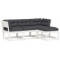 vidaXL Set muebles jardín 4 pzas con cojines madera maciza pino blanco