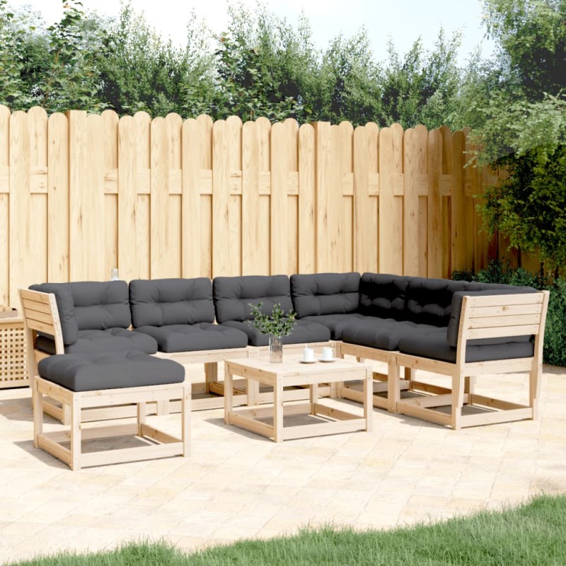 vidaXL Juego de muebles de jardín 7 pzas y cojines madera maciza pino vidaXL Juego de muebles de jardín 7 pzas y cojines madera maciza pino