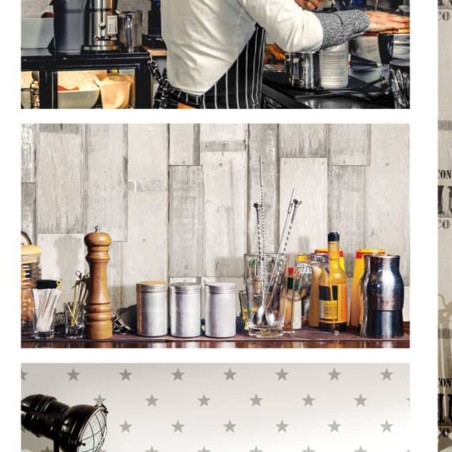 Noordwand Papel pared Urban Friends & Coffee Wooden Planks gris marrón
