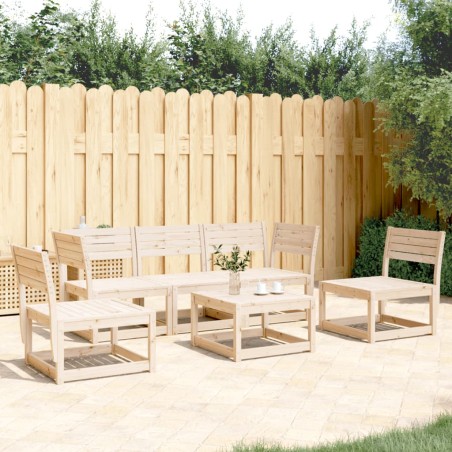 vidaXL Juego de sofás de jardín 5 piezas madera maciza de pino