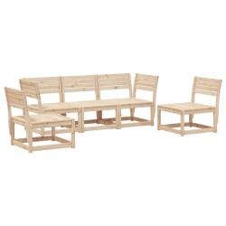 vidaXL Juego de sofás de jardín 5 piezas madera maciza de pino