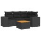 vidaXL Set de muebles de jardín 5 pzas y cojines ratán sintético negro vidaXL Set de muebles de jardín 5 pzas y cojines ratán sintético negro