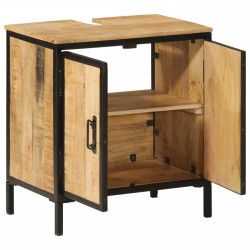 vidaXL Mueble de baño madera maciza de mango y hierro 55x35x60 cm