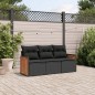 vidaXL Set de sofás de jardín con cojines 3 pzas ratán sintético negro vidaXL Set de sofás de jardín con cojines 3 pzas ratán sintético negro