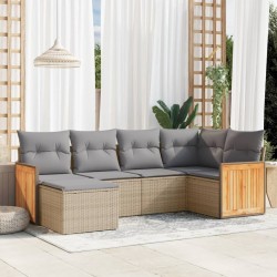 vidaXL Juego de sofás jardín con cojines 6 pzas ratán sintético beige
