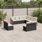 vidaXL Set de sofás de jardín 11 pzas y cojines ratán sintético negro