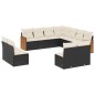 vidaXL Set de sofás de jardín 11 pzas y cojines ratán sintético negro