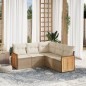 vidaXL Juego de sofás jardín con cojines 5 pzas ratán sintético beige