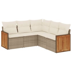 vidaXL Juego de sofás jardín con cojines 5 pzas ratán sintético beige