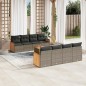 vidaXL Set de muebles de jardín 9 pzas y cojines ratán sintético gris vidaXL Set de muebles de jardín 9 pzas y cojines ratán sintético gris