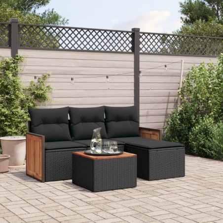 vidaXL Set de muebles de jardín 5 pzas y cojines ratán sintético negro