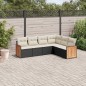 vidaXL Set de sofás de jardín 6 piezas y cojines ratán sintético negro vidaXL Set de sofás de jardín 6 piezas y cojines ratán sintético negro