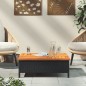 vidaXL Mesa de jardín ratán y madera de acacia negro 70x70x25 cm