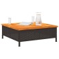vidaXL Mesa de jardín ratán y madera de acacia negro 70x70x25 cm