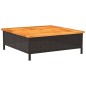 vidaXL Mesa de jardín ratán y madera de acacia negro 70x70x25 cm