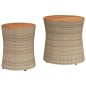 vidaXL Mesas auxiliares jardín 2 pzas superficie de madera ratán beige vidaXL Mesas auxiliares jardín 2 pzas superficie de madera ratán beige