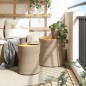 vidaXL Mesas auxiliares jardín 2 pzas superficie de madera ratán beige vidaXL Mesas auxiliares jardín 2 pzas superficie de madera ratán beige