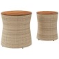vidaXL Mesas auxiliares jardín 2 pzas superficie de madera ratán beige vidaXL Mesas auxiliares jardín 2 pzas superficie de madera ratán beige