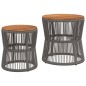vidaXL Mesas auxiliares jardín 2 pzas superficie de madera ratán gris vidaXL Mesas auxiliares jardín 2 pzas superficie de madera ratán gris
