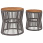 vidaXL Mesas auxiliares jardín 2 pzas superficie de madera ratán gris vidaXL Mesas auxiliares jardín 2 pzas superficie de madera ratán gris