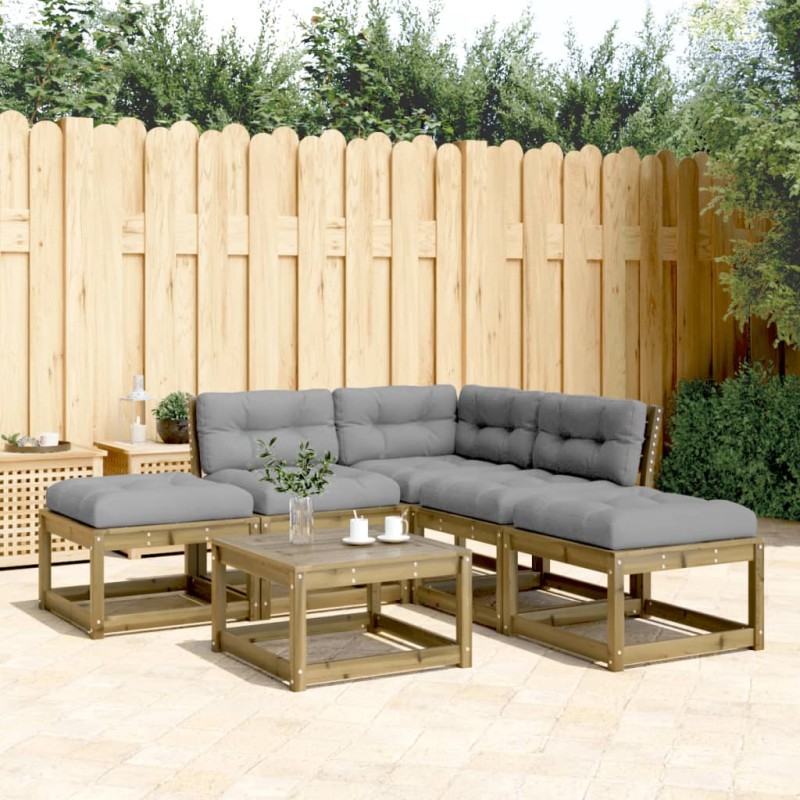 vidaXL Set de sofás jardín 5 pzas con cojines madera pino impregnada vidaXL Set de sofás jardín 5 pzas con cojines madera pino impregnada