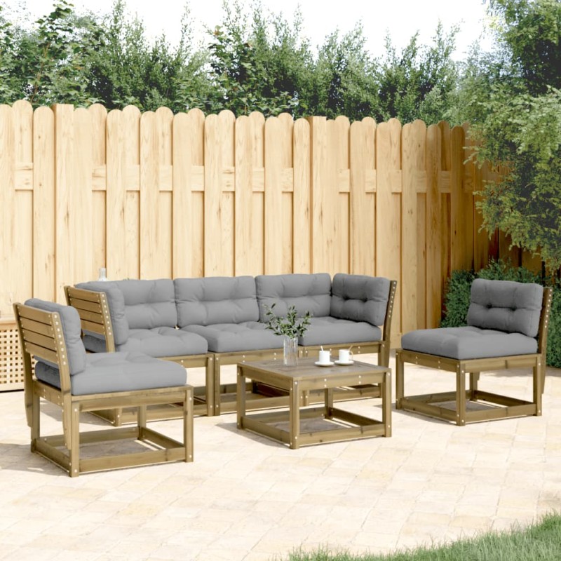 vidaXL Set de sofás jardín 5 pzas con cojines madera pino impregnada