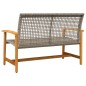 vidaXL Banco de jardín madera de acacia y ratán PE gris 112 cm