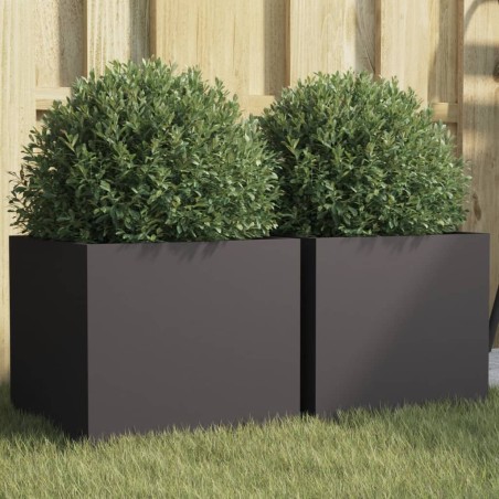 vidaXL Jardineras 2 unidades acero laminado en frío negro 32x30x29 cm