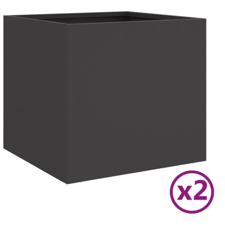 vidaXL Jardineras 2 unidades acero laminado en frío negro 32x30x29 cm